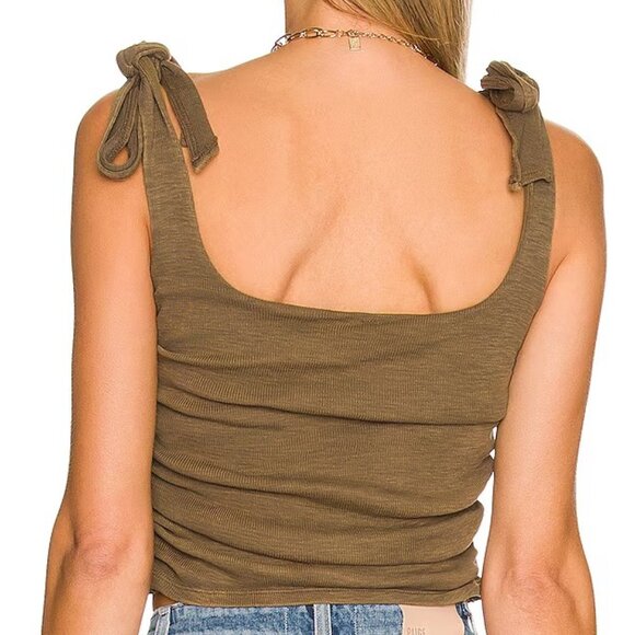 Free People Women's Brown Boulevard Tie Straps Tank Top - Size XS Extra Small - Picture 6 of 6
